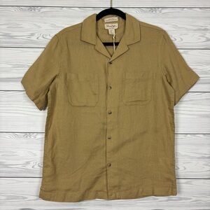 Panama Jack 100% Linen Tan Button Down Shirt Size Small NWT